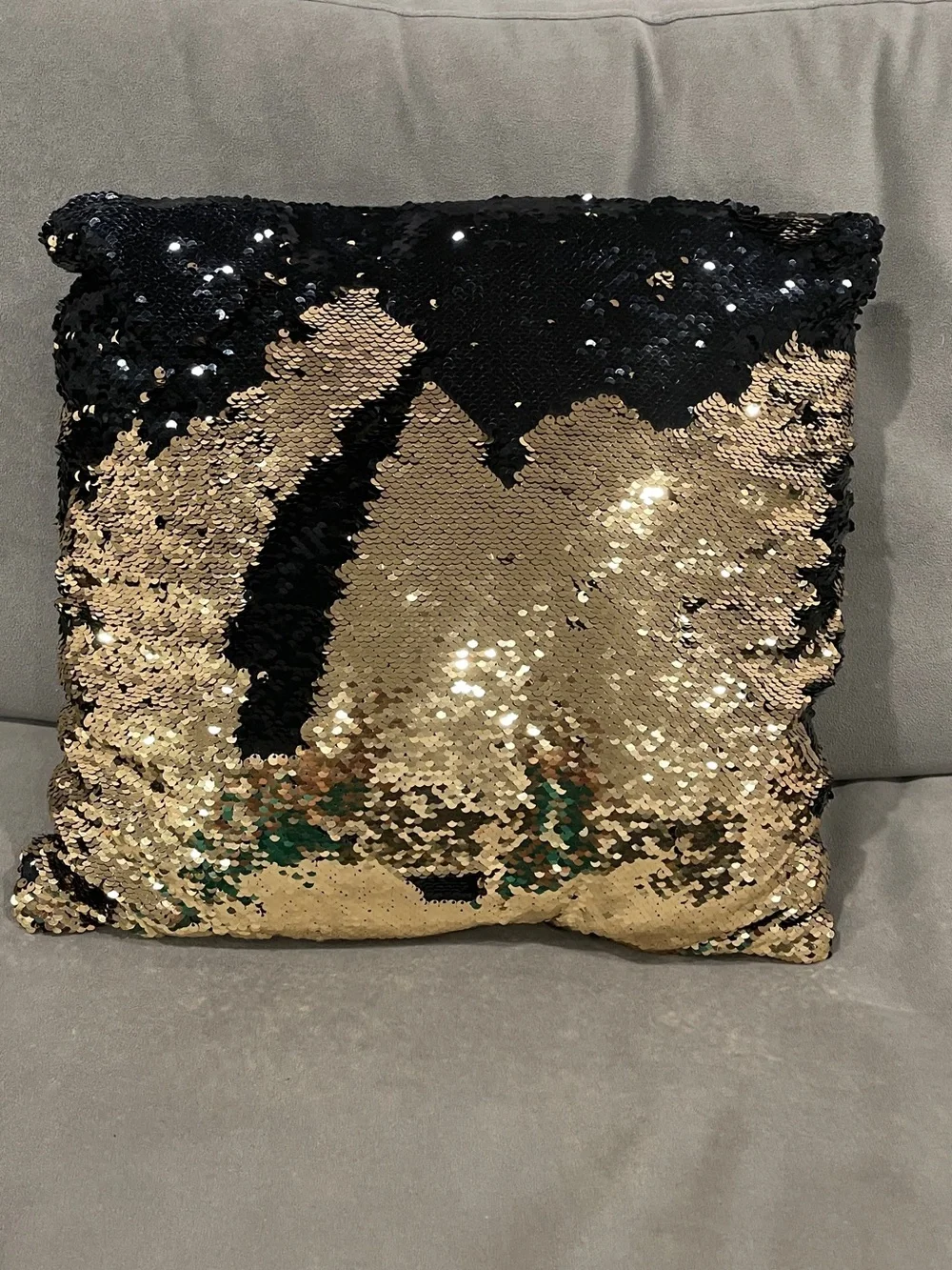 Sequin Reversible Holiday Throw Pillow - Black & Gold